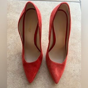 Nine West Red/Orange Suede Pumps